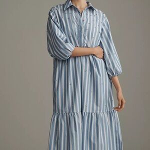 Anthropologie Blue Striped Dress